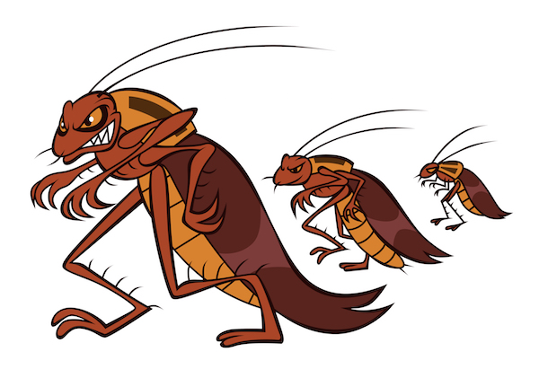 mean looking cartoon cockroaches